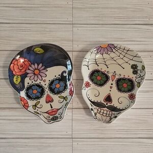 Cracker Barrel Halloween Sugar Skull Stoneware Dish